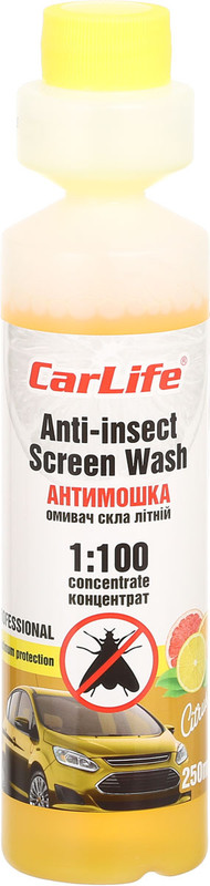 Рідина для склоомивоча CARLIFE, цитрус,літо, -5 °С, 0,25л